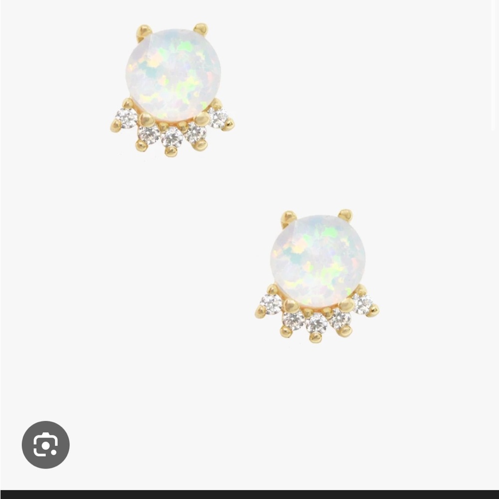 Cupcakes and cashmere Uma Gold and Opal Stud Earrings
